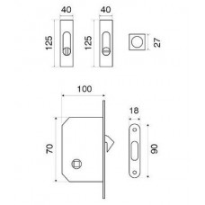Ручки для раздвижных дверей Fimet 3667R + LOCK + MQ F04 хром