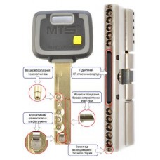 Дверной цилиндр Mul-t-lock MT5+ MOD 100mm (50x50T) Никель-сатин (ключ-тумблер) GCW TO_NST